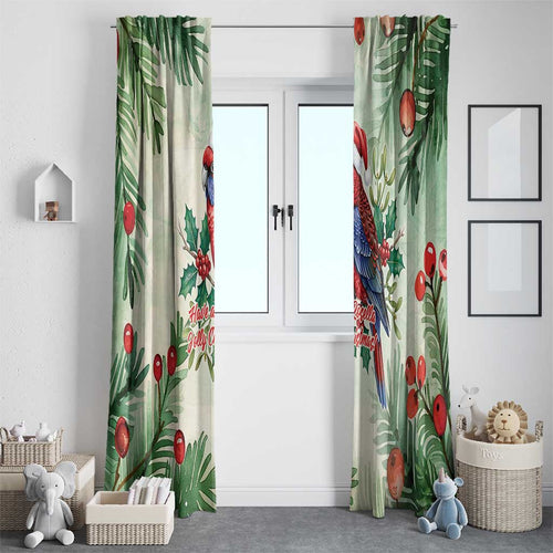 Watercolor Floral Crimson Rosella Window Curtain It’s Aussie Christmas Time! - Aussie Hoodie