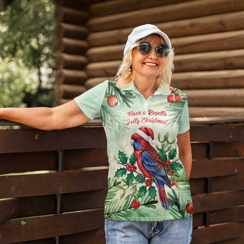 Watercolor Floral Crimson Rosella Women Polo Shirt It’s Aussie Christmas Time! - Aussie Hoodie