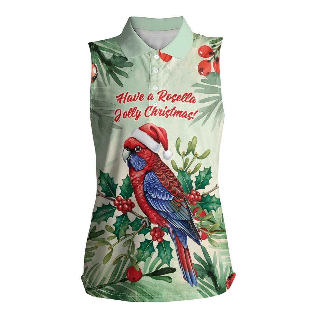 Watercolor Floral Crimson Rosella Women Sleeveless Polo Shirt It’s Aussie Christmas Time! - Aussie Hoodie