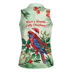 Watercolor Floral Crimson Rosella Women Sleeveless Polo Shirt It’s Aussie Christmas Time! - Aussie Hoodie