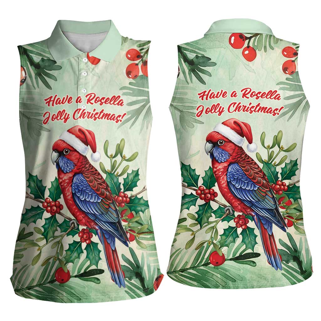 Watercolor Floral Crimson Rosella Women Sleeveless Polo Shirt It’s Aussie Christmas Time! - Aussie Hoodie