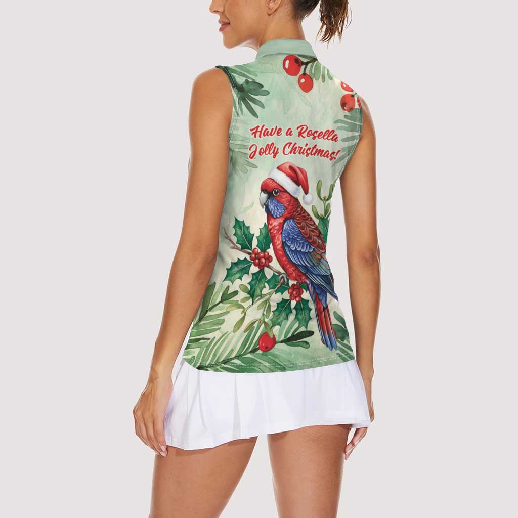 Watercolor Floral Crimson Rosella Women Sleeveless Polo Shirt It’s Aussie Christmas Time! - Aussie Hoodie