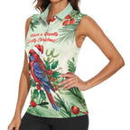 Watercolor Floral Crimson Rosella Women Sleeveless Polo Shirt It’s Aussie Christmas Time! - Aussie Hoodie