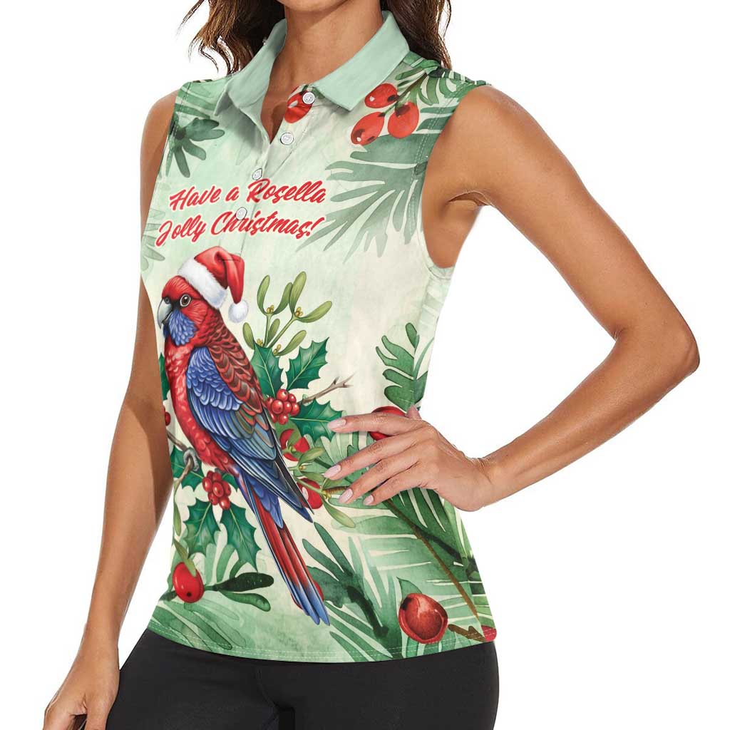 Watercolor Floral Crimson Rosella Women Sleeveless Polo Shirt It’s Aussie Christmas Time! - Aussie Hoodie