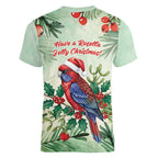 Watercolor Floral Crimson Rosella Women V-Neck T-Shirt It’s Aussie Christmas Time! - Aussie Hoodie