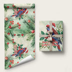 Watercolor Floral Crimson Rosella Wrapping Paper It’s Aussie Christmas Time! - Aussie Hoodie