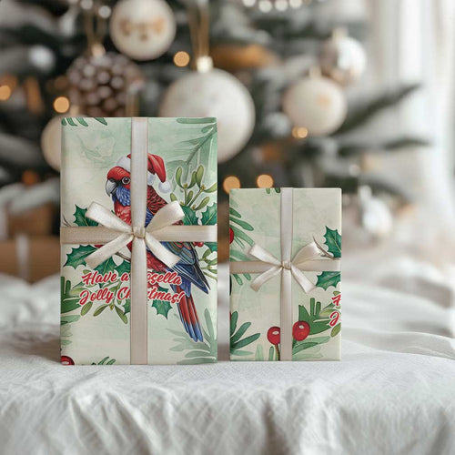 Watercolor Floral Crimson Rosella Wrapping Paper It’s Aussie Christmas Time! - Aussie Hoodie