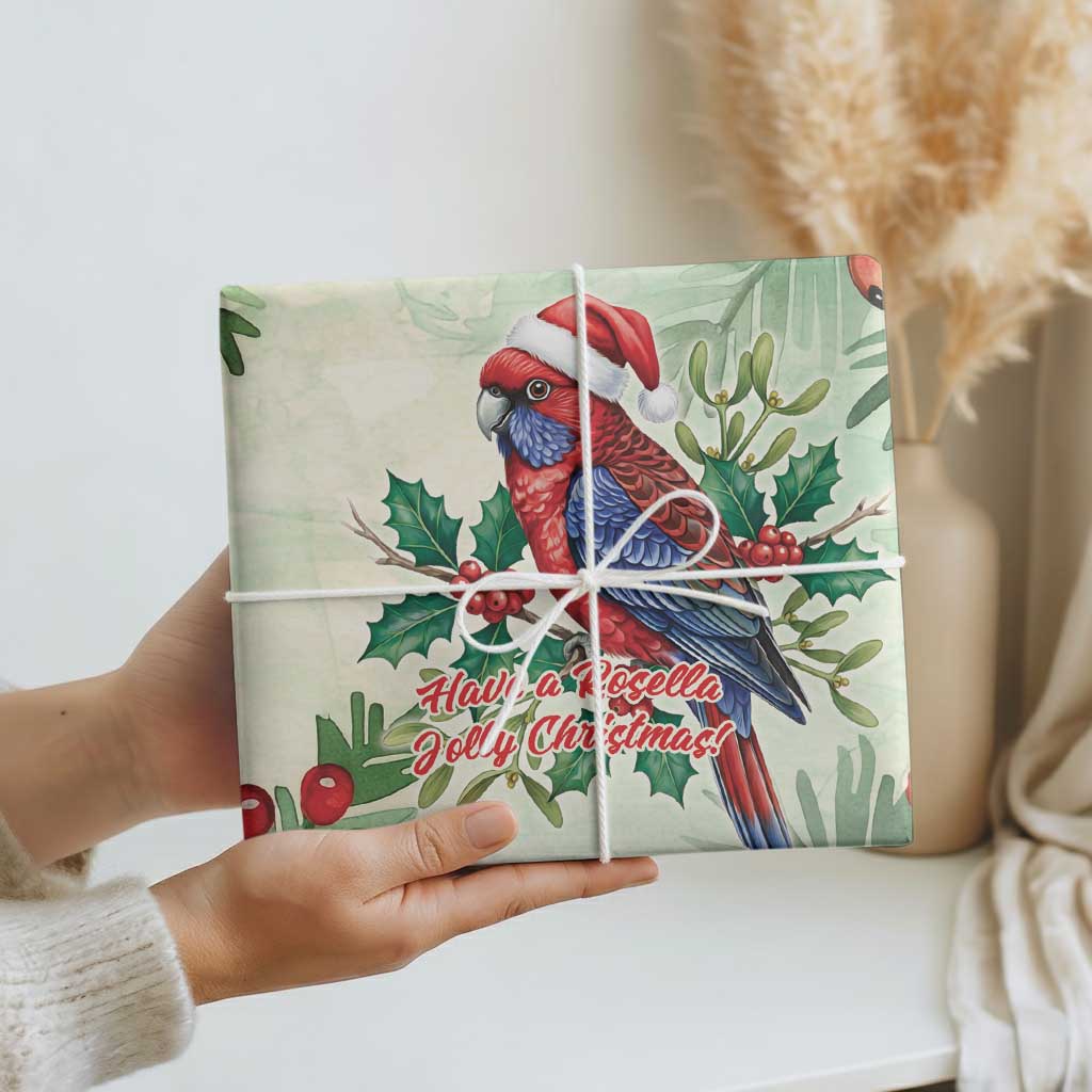 Watercolor Floral Crimson Rosella Wrapping Paper It’s Aussie Christmas Time! - Aussie Hoodie