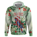 Watercolor Floral Crimson Rosella Zip Hoodie It’s Aussie Christmas Time! - Aussie Hoodie