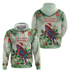 Watercolor Floral Crimson Rosella Zip Hoodie It’s Aussie Christmas Time! - Aussie Hoodie