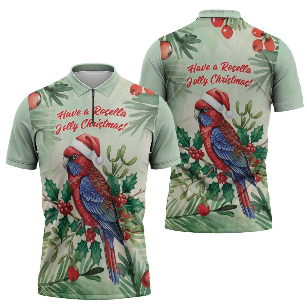 Watercolor Floral Crimson Rosella Zipper Polo Shirt It’s Aussie Christmas Time! - Aussie Hoodie