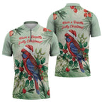 Watercolor Floral Crimson Rosella Zipper Polo Shirt It’s Aussie Christmas Time! - Aussie Hoodie