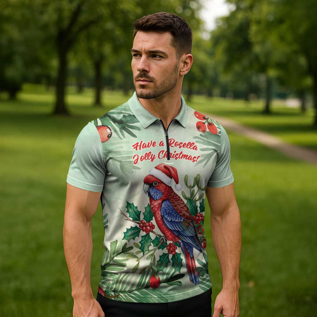 Watercolor Floral Crimson Rosella Zipper Polo Shirt It’s Aussie Christmas Time! - Aussie Hoodie