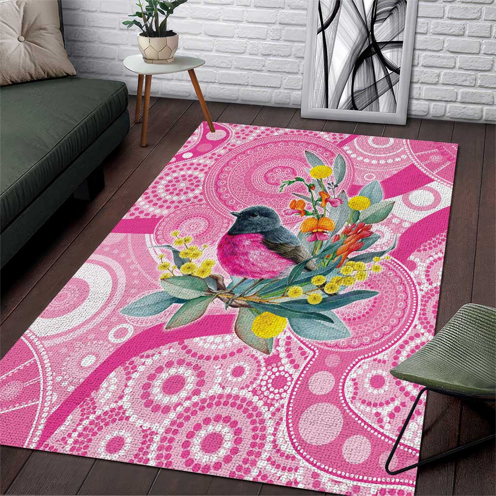 Pink Robin Aboriginal Inspired Area Rug - Aussie Hoodie
