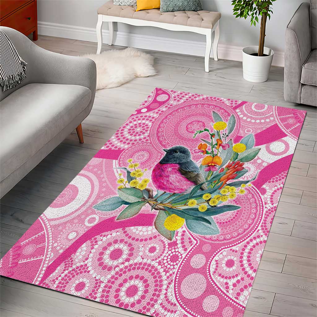Pink Robin Aboriginal Inspired Area Rug - Aussie Hoodie