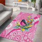 Pink Robin Aboriginal Inspired Area Rug - Aussie Hoodie