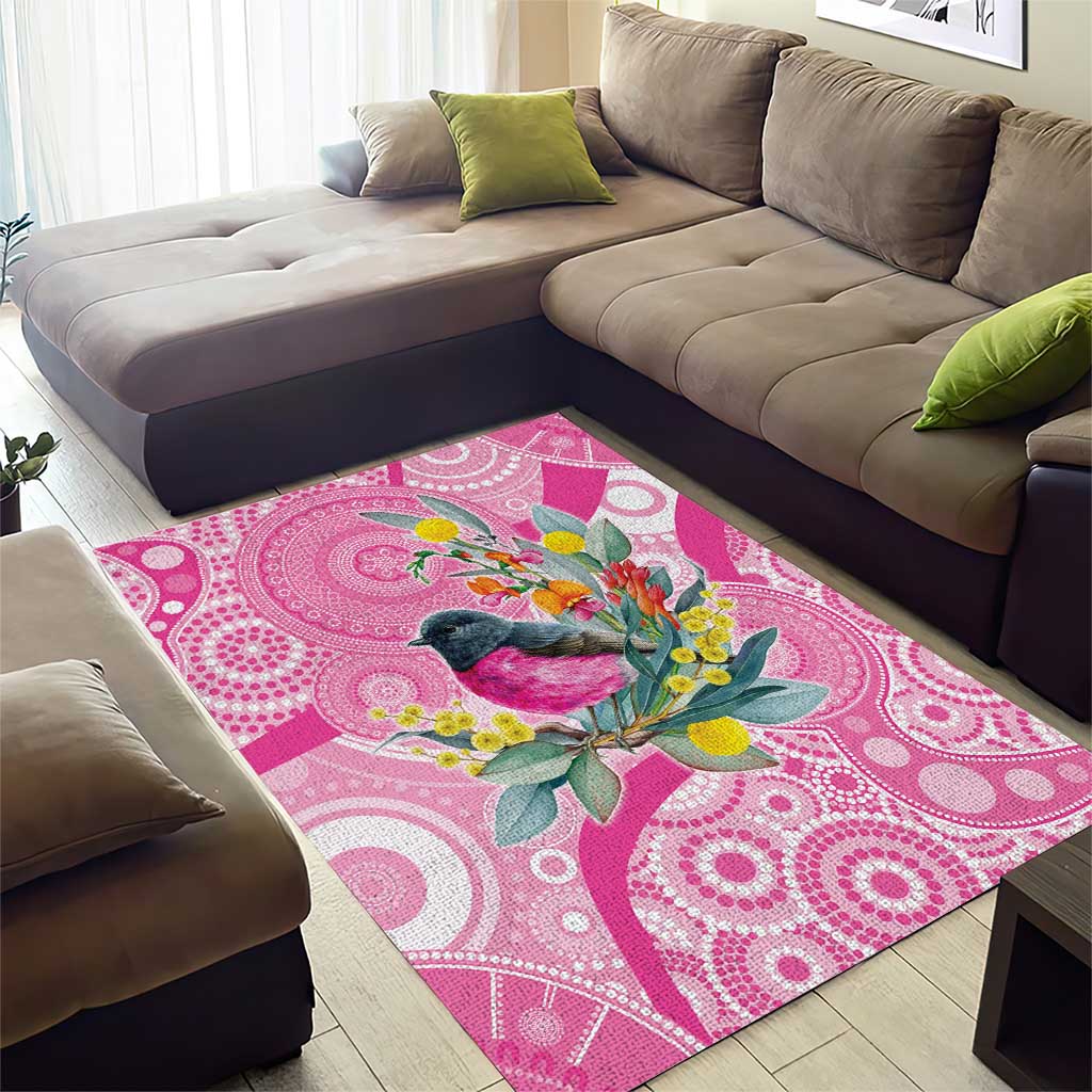 Pink Robin Aboriginal Inspired Area Rug - Aussie Hoodie