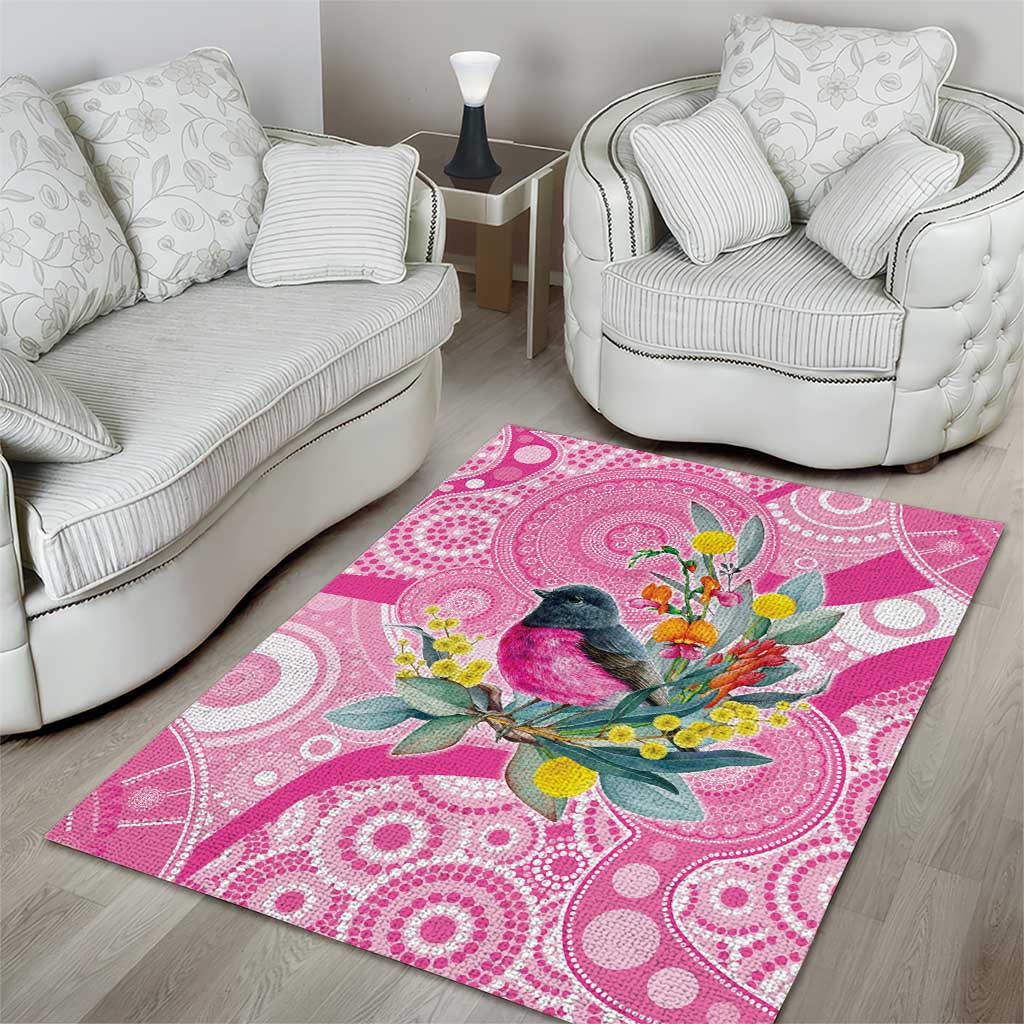 Pink Robin Aboriginal Inspired Area Rug - Aussie Hoodie