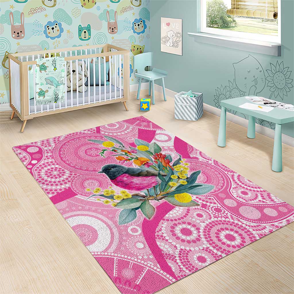 Pink Robin Aboriginal Inspired Area Rug - Aussie Hoodie