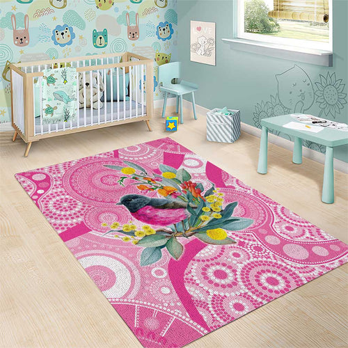 Pink Robin Aboriginal Inspired Area Rug - Aussie Hoodie