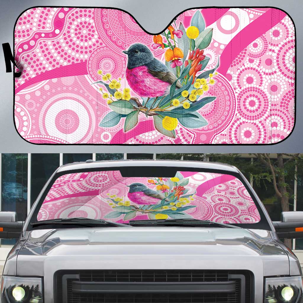 Pink Robin Aboriginal Inspired Auto Sun Shade - Aussie Hoodie