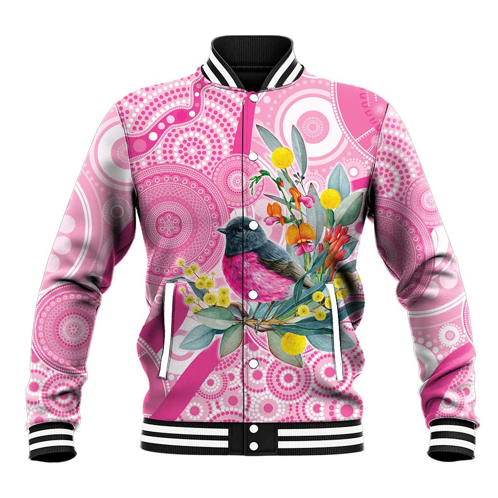 Pink Robin Aboriginal Inspired Baseball Jacket - Aussie Hoodie