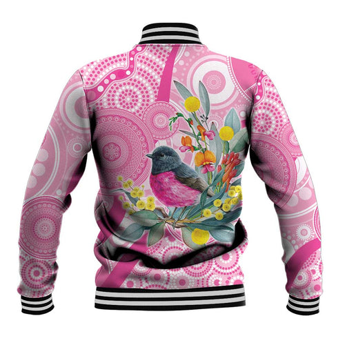 Pink Robin Aboriginal Inspired Baseball Jacket - Aussie Hoodie