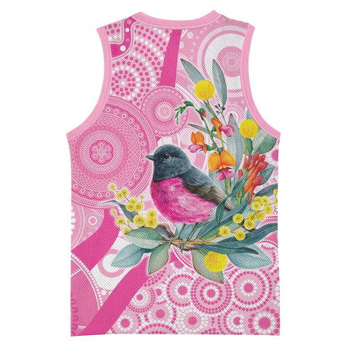 Pink Robin Aboriginal Inspired Basketball Jersey - Aussie Hoodie
