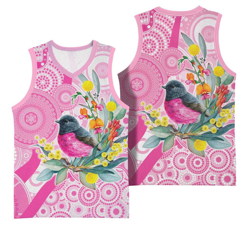 Pink Robin Aboriginal Inspired Basketball Jersey - Aussie Hoodie