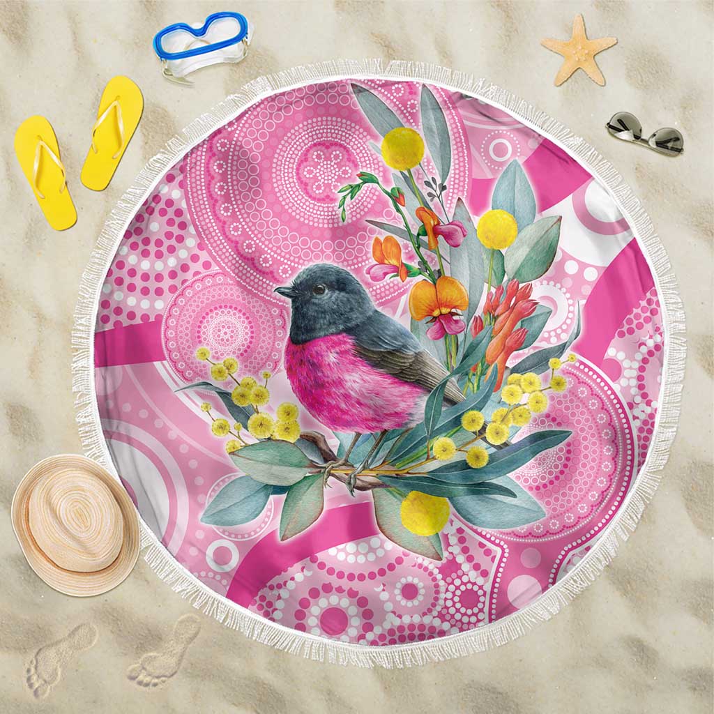Pink Robin Aboriginal Inspired Beach Blanket - Aussie Hoodie