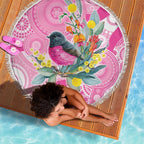 Pink Robin Aboriginal Inspired Beach Blanket - Aussie Hoodie