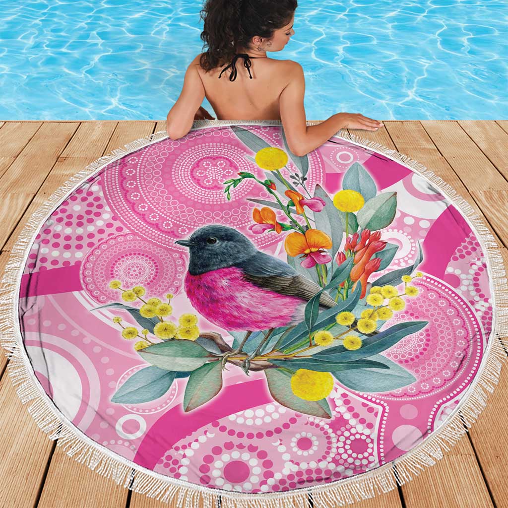 Pink Robin Aboriginal Inspired Beach Blanket - Aussie Hoodie
