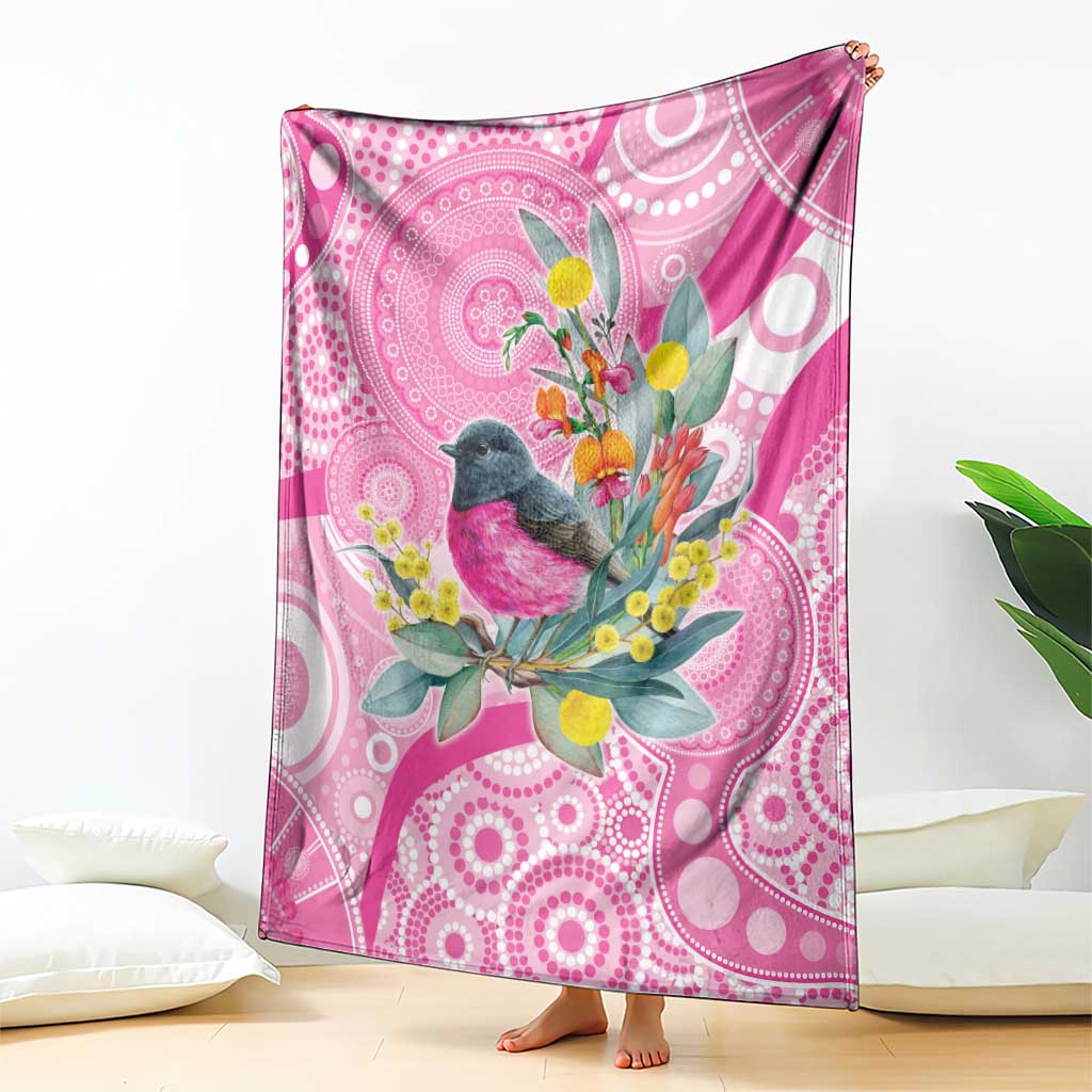 Pink Robin Aboriginal Inspired Blanket - Aussie Hoodie