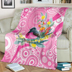 Pink Robin Aboriginal Inspired Blanket - Aussie Hoodie