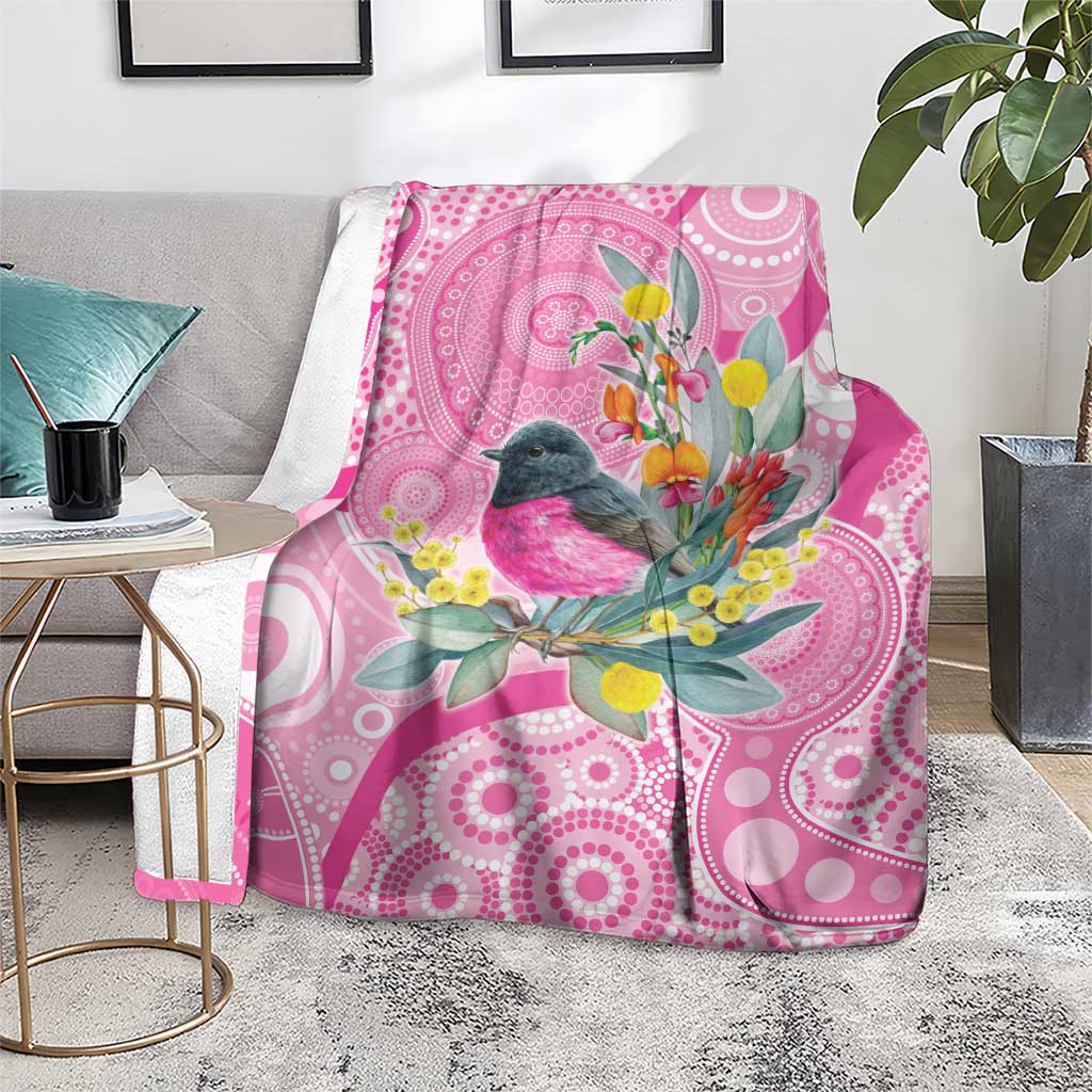 Pink Robin Aboriginal Inspired Blanket - Aussie Hoodie