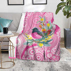 Pink Robin Aboriginal Inspired Blanket - Aussie Hoodie