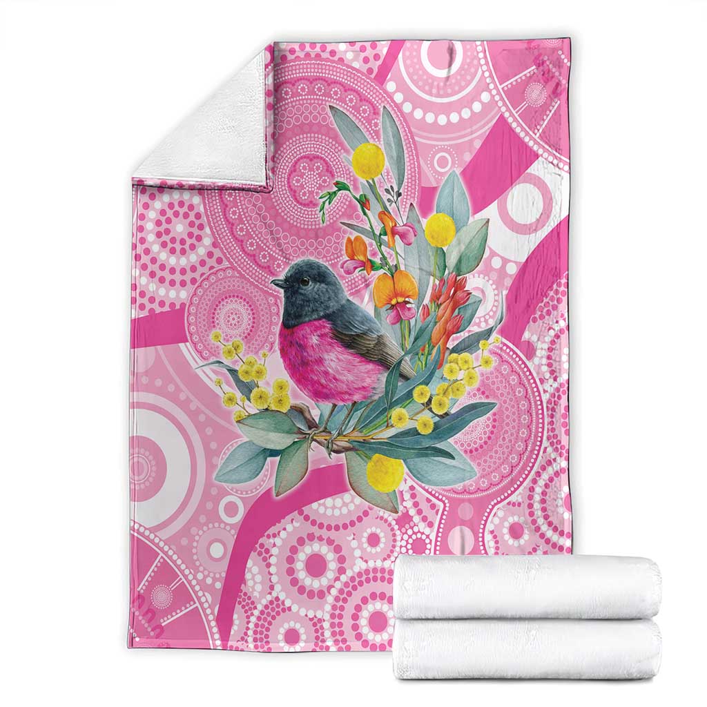 Pink Robin Aboriginal Inspired Blanket - Aussie Hoodie