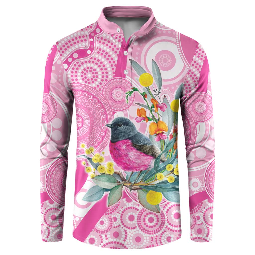 Pink Robin Aboriginal Inspired Button Sweatshirt - Aussie Hoodie