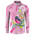 Pink Robin Aboriginal Inspired Button Sweatshirt - Aussie Hoodie