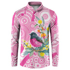 Pink Robin Aboriginal Inspired Button Sweatshirt - Aussie Hoodie