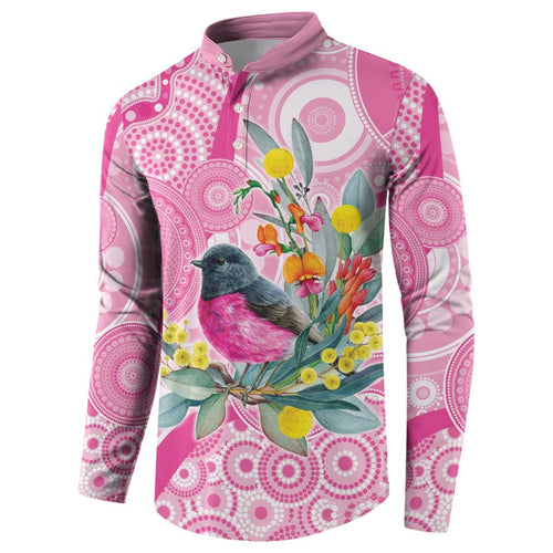Pink Robin Aboriginal Inspired Button Sweatshirt - Aussie Hoodie