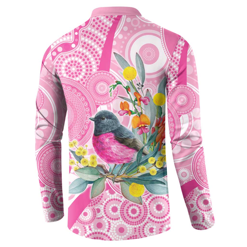 Pink Robin Aboriginal Inspired Button Sweatshirt - Aussie Hoodie