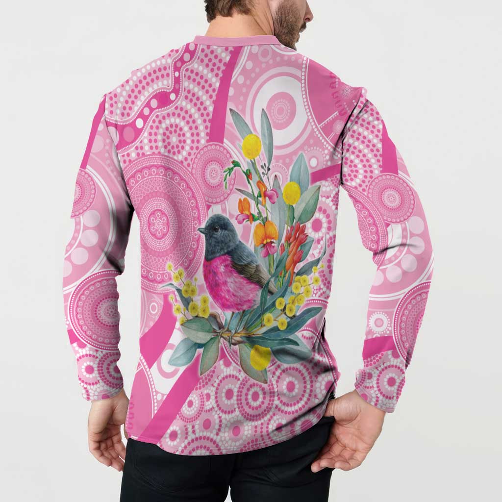 Pink Robin Aboriginal Inspired Button Sweatshirt - Aussie Hoodie