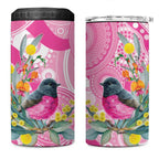 Pink Robin Aboriginal Inspired 4 in 1 Can Cooler Tumbler - Aussie Hoodie