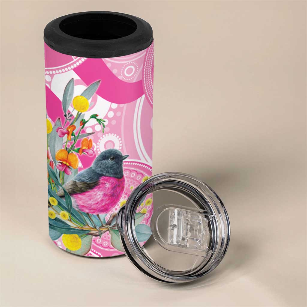 Pink Robin Aboriginal Inspired 4 in 1 Can Cooler Tumbler - Aussie Hoodie
