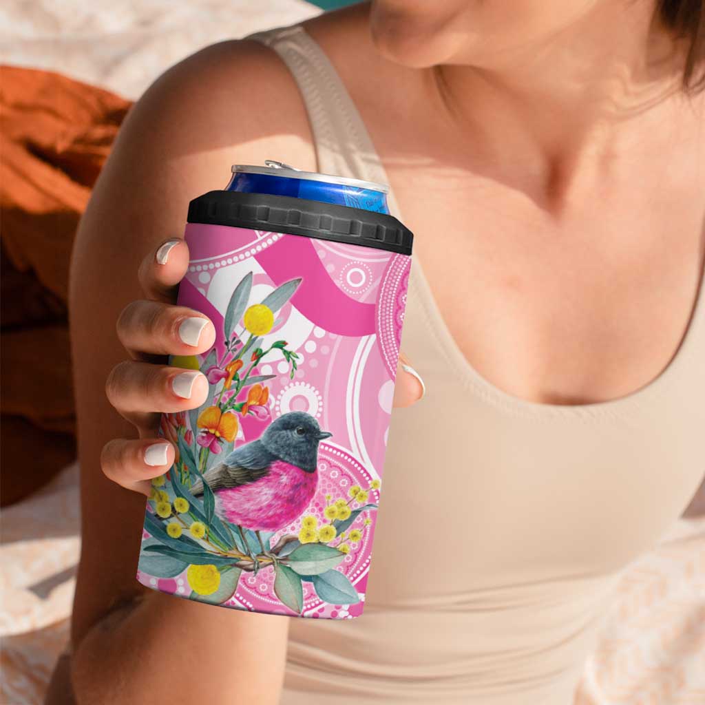 Pink Robin Aboriginal Inspired 4 in 1 Can Cooler Tumbler - Aussie Hoodie