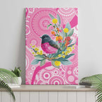 Pink Robin Aboriginal Inspired Canvas Wall Art - Aussie Hoodie