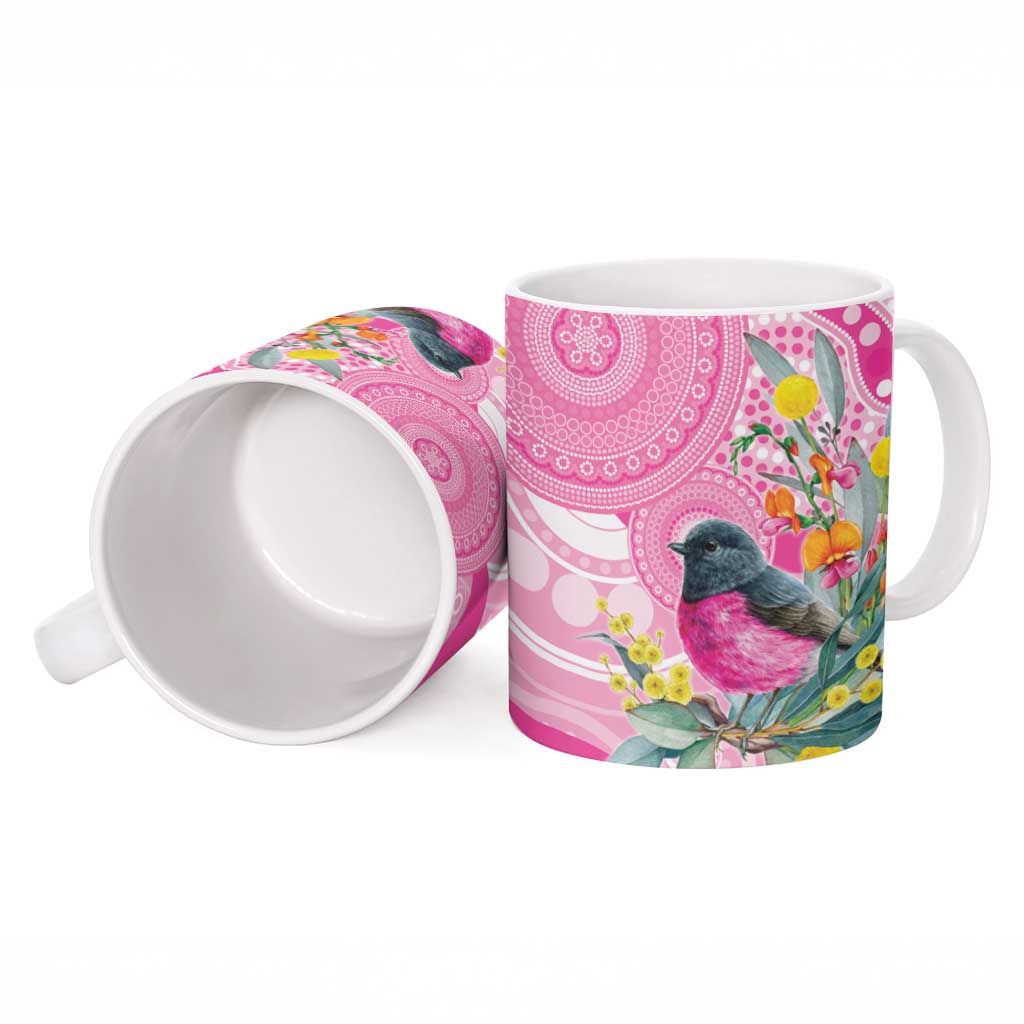 Pink Robin Aboriginal Inspired Ceramic Mug - Aussie Hoodie