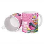 Pink Robin Aboriginal Inspired Ceramic Mug - Aussie Hoodie