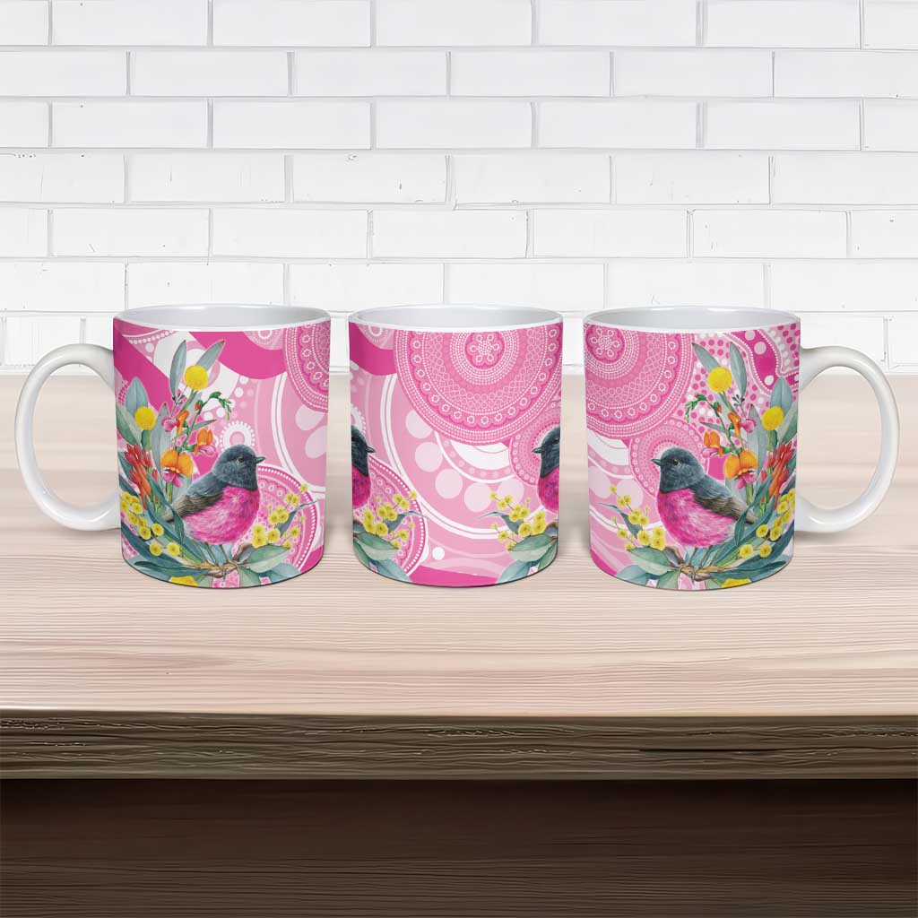 Pink Robin Aboriginal Inspired Ceramic Mug - Aussie Hoodie